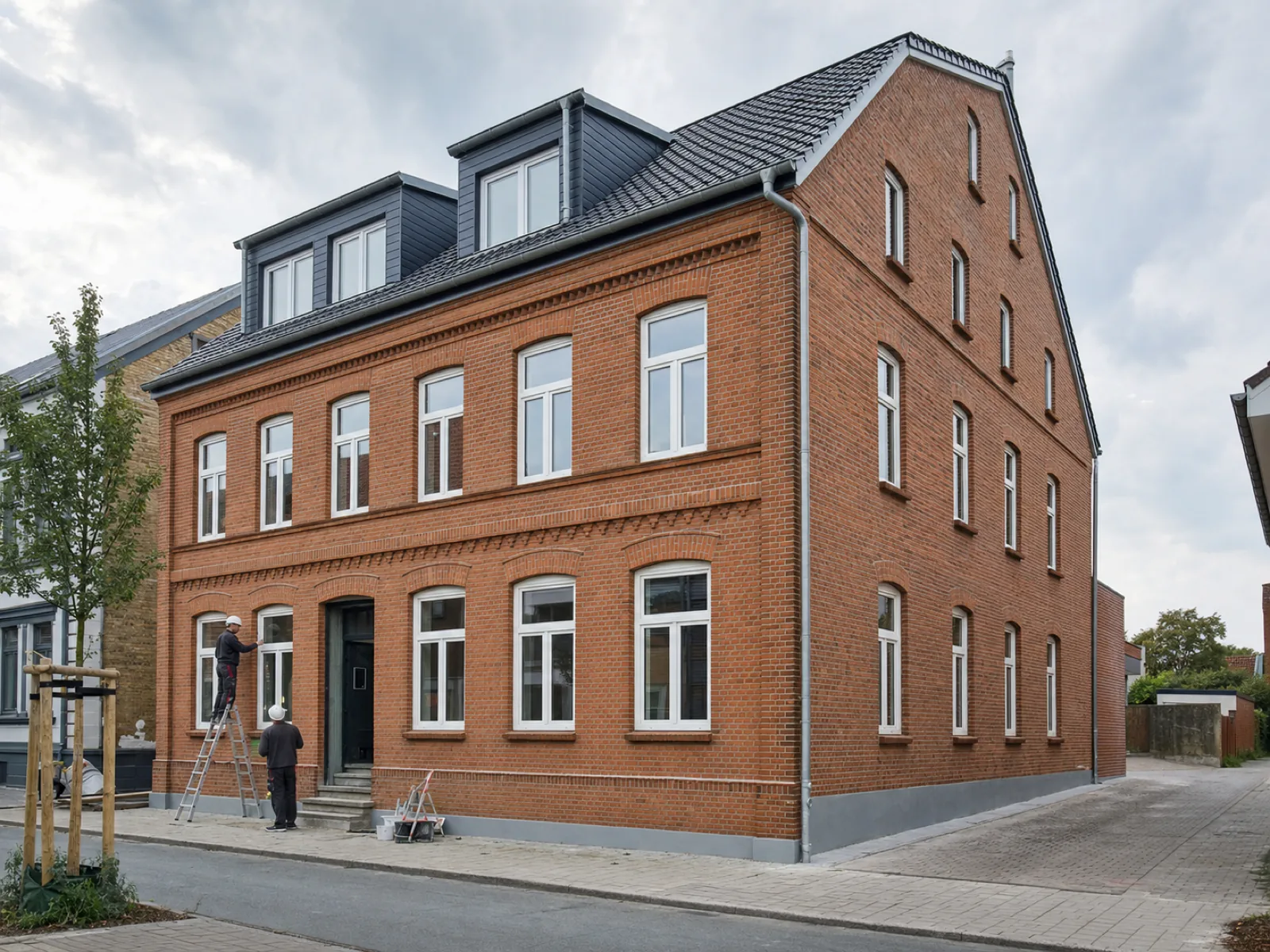 Saniertes norddeutsches Backsteingebaeude im Bestand